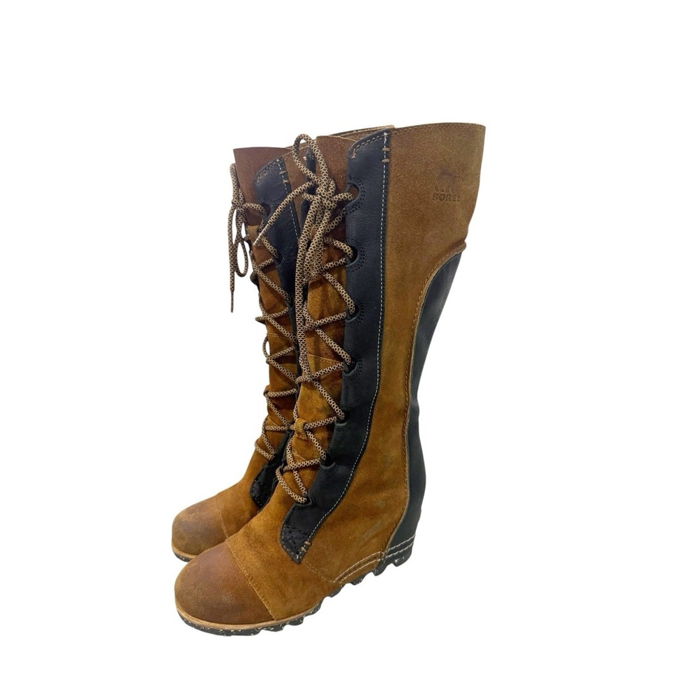 SOREL Womens US 7 Brown Suede‎ Leather Cate the Great Tall Wedged High Boots